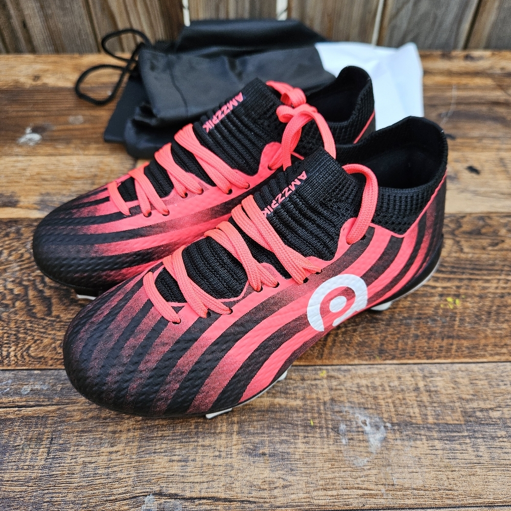 Kids' Black & Pink Soccer Cleats - Lightweight Youth Football Boots Size 11C